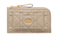 DIOR Calfskin Card Holder Regular Women's Sand
