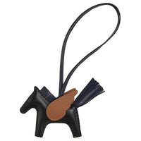 HERMES Lambskin Calfskin Pendants Unisex Black