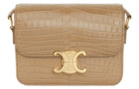 CELINE Triomphe Crocodile Leather Shoulder Bag Portable Crossbody Bag Shoulder Bag Women's Brown