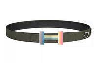 HERMES Quizz Rainbow Buckle And Leather Epsom Calfskin Leather Belts Unisex Green/Black Width: 3.2CM