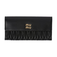 MIU MIU Leather Clutches Wallets Large Size Women's Black