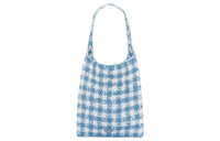 PRADA Raffia One Shoulder Handbags Large Size Women's Light Blue