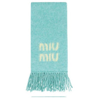 MIU MIU Mohair Polyamide Wool Knit Scarves Men's Blue