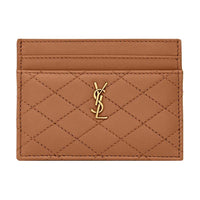 SAINT LAURENT Lambskin Card Holder Women's Ginger Brown