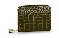 LOUIS VUITTON Short-Snouted Crocodile Leather Wallets Coin Purses Women's Khaki
