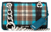 MIU MIU Leather Textile Flap Bag Shoulder Bag Crossbody Bag Women's Black