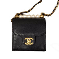 CHANEL Goatskin Crossbody Bag Shoulder Bag Women's Black