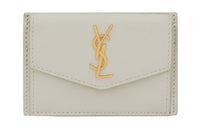 SAINT LAURENT UPTOWN Calfskin Card Holder Women's Vintage White