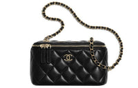 CHANEL Lambskin Box Bag, Chain Bag, Shoulder Bag Women's Black