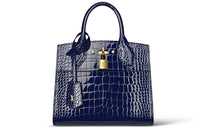 LOUIS VUITTON CITY STEAMER Shiny Crocodile Leather Handbag Mini Women's Sapphire