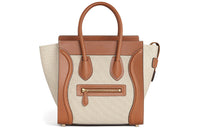 CELINE Luggage Cow Leather Handbag Women's Tawny/White