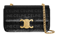 CELINE Silk Satin Shoulder Bag, Crossbody Bag Regular Women's Black