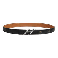 HERMES Palladium-Plated Leather Belts Unisex Black/Gold Width: 2.4cm