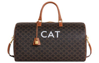 CELINE Triomphe Canvas Small Cow Leather Travel Bag Unisex Tan