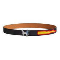 HERMES Calfskin Leather Belts Men's Indigo/Multicolor Width 3.2cm