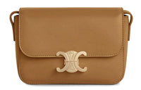 CELINE Triomphe Cow Leather Crossbody Bag Regular Women's Yellow Brown/Caramel
