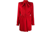 SAINT LAURENT Long Sleeved Dress Women's Red