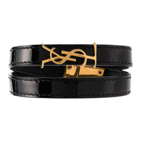 SAINT LAURENT Patent Leather Wristbands Unisex Black