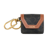 CELINE Triomphe Cow Leather Patchwork Earphone Case Women's Tawny