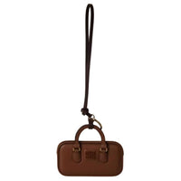 MIU MIU Cow Leather Bag Charm Bag Accessory Women's Cognac