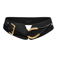 DIOR Eyelet Design Belt Women's Black Width 8CM