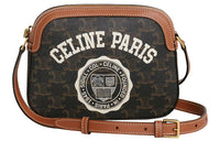 CELINE Triomphe Artificial Leather Camera Bag Shoulder Bag Crossbody Bag Small Size Women's Tawny