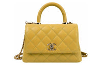 CHANEL COCO Handle Cow Leather Handbag Shoulder Bag Crossbody Bag Mini Women's Ginger Yellow