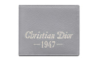 DIOR Grained Calfskin Card Holder Wallet Men's Gray