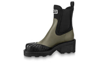 LOUIS VUITTON Beaubourg Short Chelsea Boots Women's Black Green