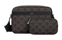 CELINE Cow Leather Messenger Bag Shoulder Bag Crossbody Bag Men's Black