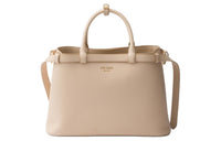 PRADA Leather Shoulder Bag Crossbody Bag Handbag Medium Size Women's Light Beige