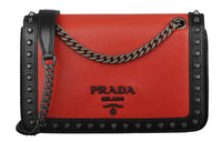 PRADA Leather Small Square Bag Crossbody Bag Shoulder Bag Women's Red & Black