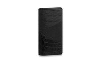 LOUIS VUITTON Brazza Crocodile Leather With Ostrich Leather And Taurillon Monogram Calfskin Wallet Men's Black