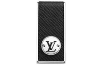 LOUIS VUITTON Money Clip Club Taiga Logo Black Silver