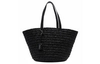 SAINT LAURENT Viscose Handbag Tote Bag Shopping Bag Shoulder Bag Unisex Black