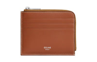 CELINE Triumphal Arch Calfskin With Canvas Card Holder Men's Caramel Tan