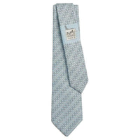 HERMES Silk Ties Men's Sky/White/Gray