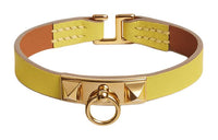 HERMES Calfskin Wristbands Women's Yellow