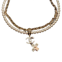 CHANEL Pearl Necklaces Unisex Gold