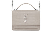 SAINT LAURENT SUNSET Shiny Leather Shoulder Bag Crossbody Bag Handbag Women's White