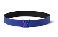 LOUIS VUITTON Leather Calfskin Leather Belts Men's Blue/Black