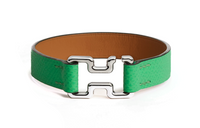 HERMES Calfskin Stainless Steel Bracelets Men's Green