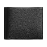 HERMES Citizen Twill Evergrain Calfskin Card Holder Men's Black & Beige
