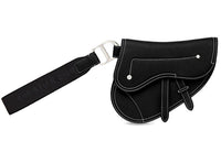 DIOR Litchi Grain Cow Leather Saddle Bag Clutch Coin Purse Unisex Black