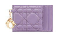 DIOR Lady Dior Wicker Lambskin Card Holder Women's Light Purple