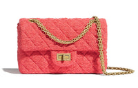 CHANEL 2.55 Wool Shoulder Bag Crossbody Bag Mini Women's Coral