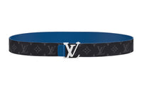 LOUIS VUITTON Embossed Logo Double-Sided Smooth Buckle Leather Belts Unisex Black Width: 4CM