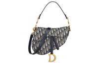 DIOR Saddle Fabric Saddle Bag, Shoulder Bag, Crossbody Bag, Handbag Medium Size Women's Blue