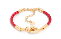 DIOR Cow Leather Metal Bracelets Women's Red/Gold