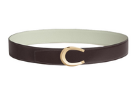 HERMES Horse Shoe Buckle Smooth Buckle Leather Belts Men's Black/Gray Green Width: 3.8cm